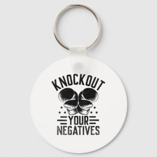 Knockout Your Negatives Boxer Sports Strength Athl Key Ring