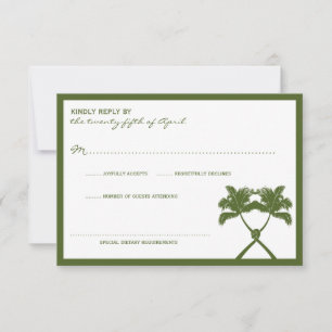 Knot Palm Trees Beach Tropical Wedding Modern Chic RSVP Card