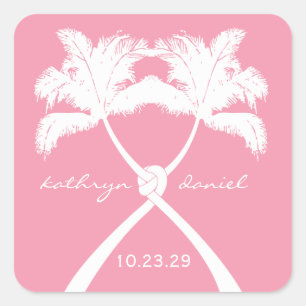 Knot Palm Trees Beach Tropical Wedding Modern Chic Square Sticker