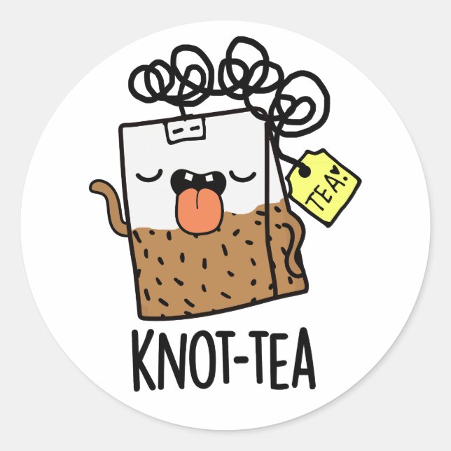 Knot-tea Funny Tea Pun  Classic Round Sticker (Front)