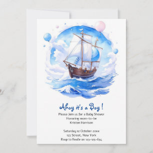 Knots of Love: Nautical Theme Boy Baby Shower Invitation
