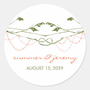 Knotted Branches Love Trees Hanging Lights Wedding Classic Round Sticker