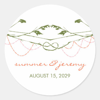 Knotted Branches Love Trees Hanging Lights Wedding Classic Round Sticker