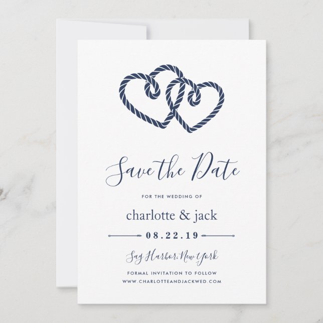 Knotted Hearts Save the Date Card (Front)