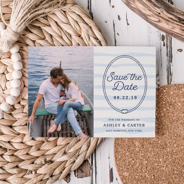 Knotted | Nautical Photo Save the Date Card (Creator Uploaded)