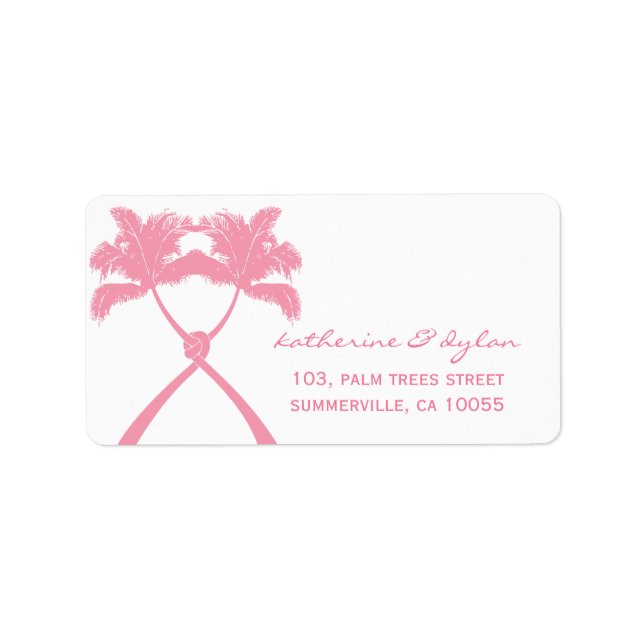 Knotted Palm Trees Tropical Beach Wedding Address Label (Front)