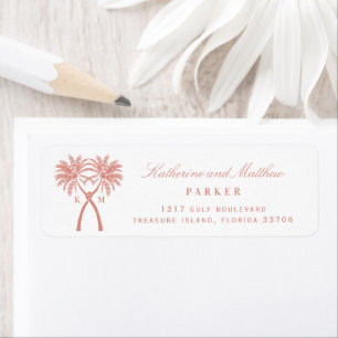 Knotted Palm Trees Tropical Beach Wedding Address Return Address Label