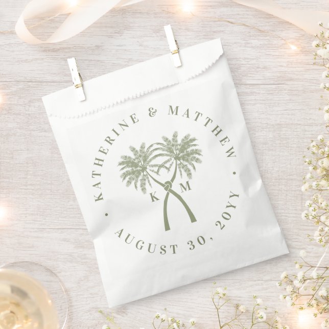 Knotted Palm Trees Tropical Destination Wedding Favour Bag (Clipped)