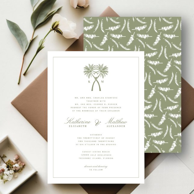 Knotted Palm Trees Tropical Destination Wedding Invitation (Creator Uploaded)
