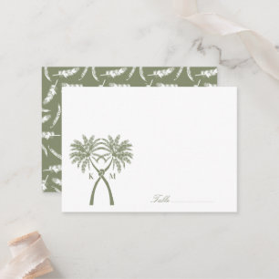 Knotted Palm Trees Tropical Destination Wedding Place Card