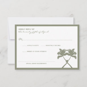 Knotted Palm Trees Tropical  Destination Wedding RSVP Card