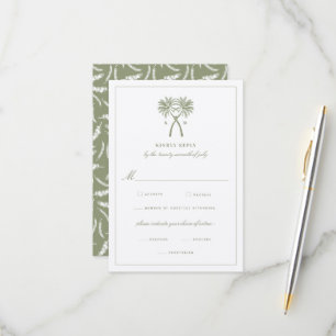 Knotted Palm Trees Tropical Destination Wedding RSVP Card