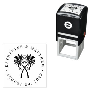 Knotted Palm Trees Tropical Destination Wedding Self-inking Stamp
