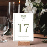 Knotted Palm Trees Tropical Destination Wedding Table Number<br><div class="desc">Tropical Knotted Palm Trees Olive Green Beach Wedding / Destination Wedding Suite Design. This tropical themed design features a simple but unique illustration of two palm tree silhouettes tied together in a knot. This modern design is perfect for a beach wedding, a tropical themed destination wedding, island wedding or summer...</div>