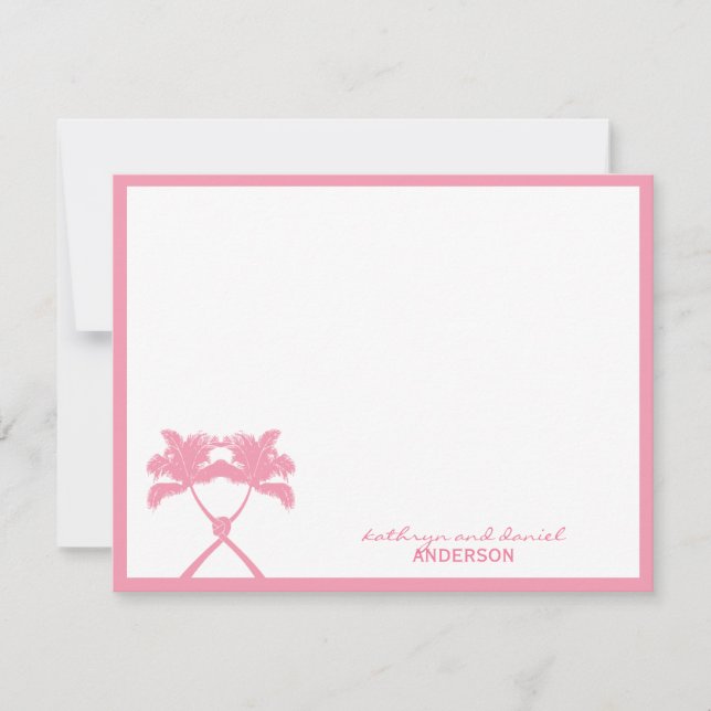 Knotted Palm Trees Tropical Destination Wedding Thank You Card (Front)