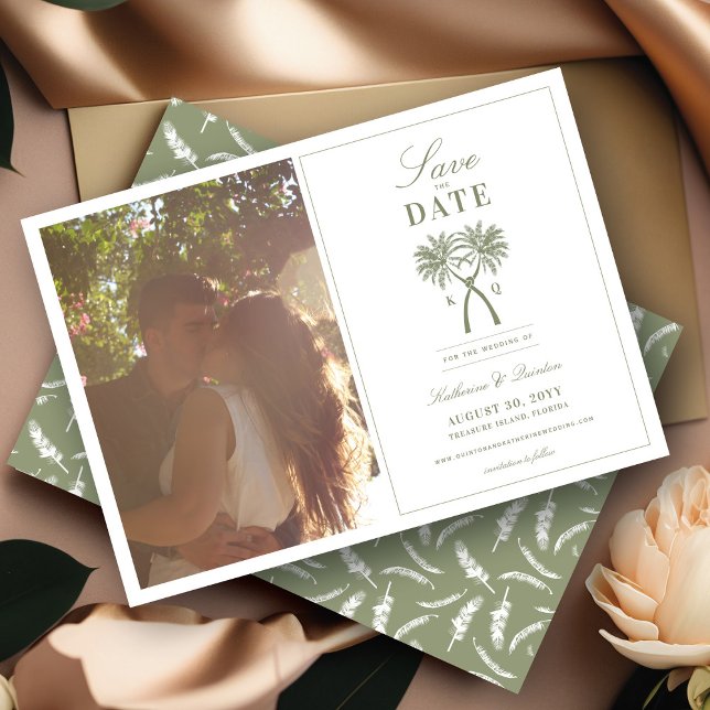 Knotted Palm Trees Tropical Wedding Save The Date Invitation (Creator Uploaded)