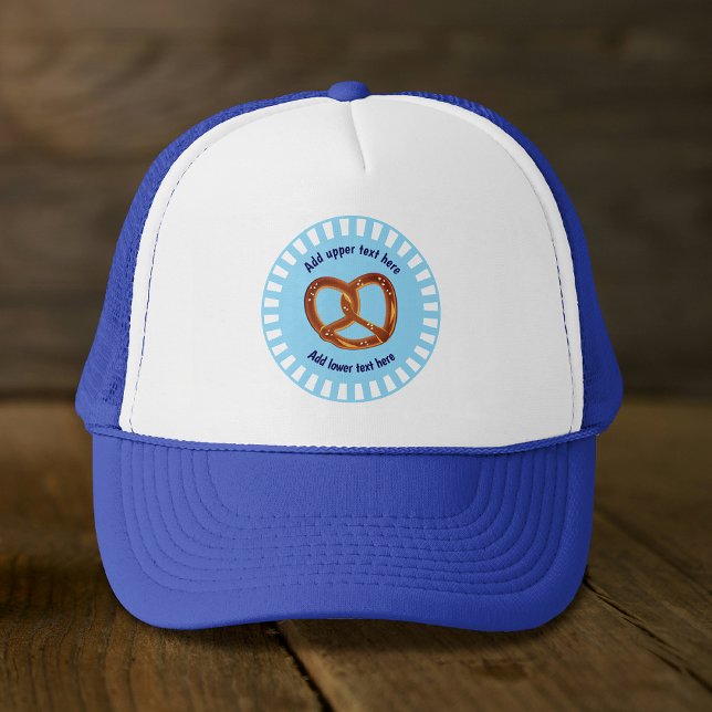 Knotted Pretzel Bread on Blue & White - own text Trucker Hat (Creator Uploaded)