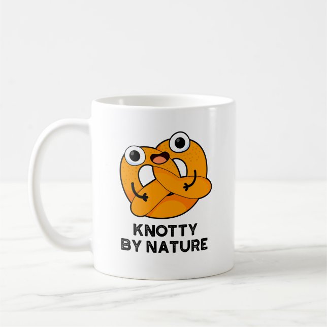 Knotty By Nature Funny Pretzel Pun  Coffee Mug (Left)