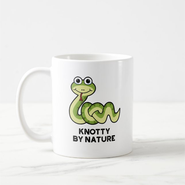Knotty By Nature Funny Snake Pun  Coffee Mug (Left)