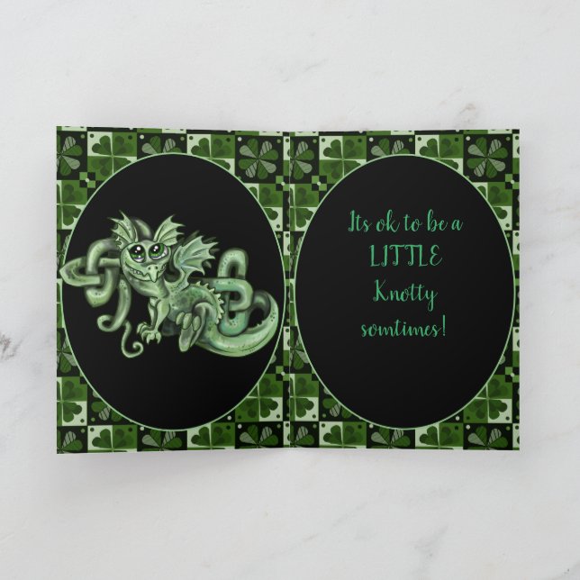 Knotty Celtic Knot Irish Dragon  Card (Inside)