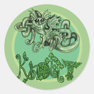 Knotty lil Dragon~celtic knot Classic Round Sticker