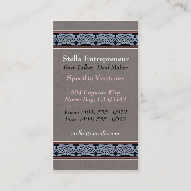 Knotwork Border Business Cards, Style B Card (Front)