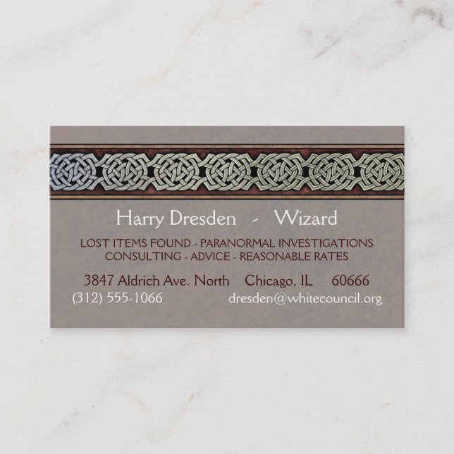 Knotwork Border Business Cards, Style C Business Card (Front)