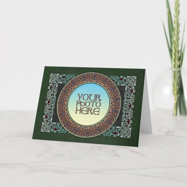 Knotwork Circle Border Photo Frame Greeting Card (Front)