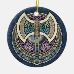 Knotwork Labrys Pendant/Ornament Ceramic Tree Decoration