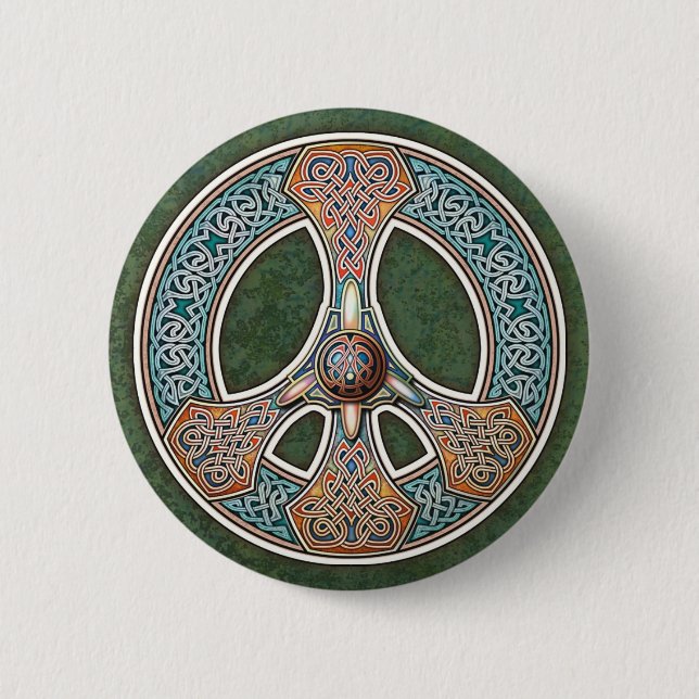 Knotwork Peace Sign Button (Front)