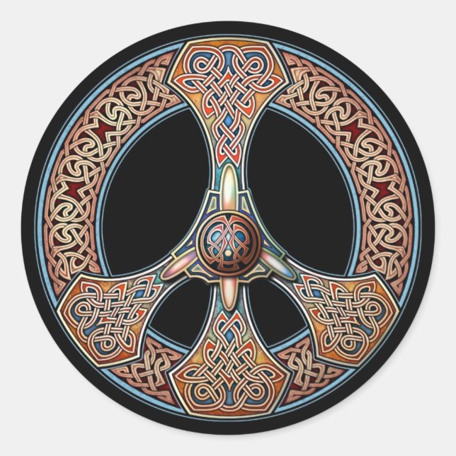 Knotwork Peace Sign Stickers (Front)