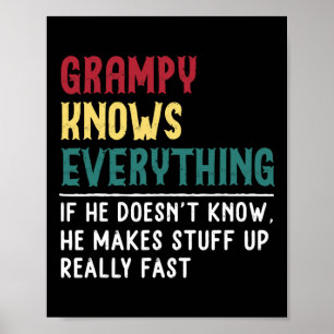 Know Everything Fathers Day For Funny Grandpa Gram Poster