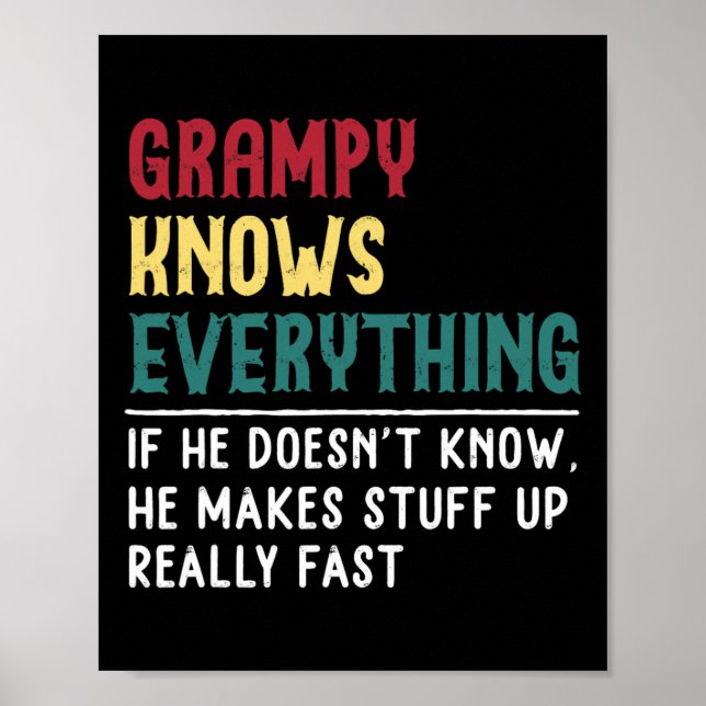 Know Everything Fathers Day For Funny Grandpa Gram Poster (Front)