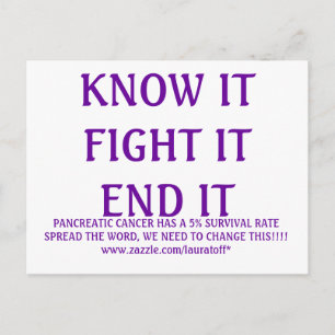 KNOW IT FIGHT IT END IT, PANCREATIC CANCER HAS... POSTCARD