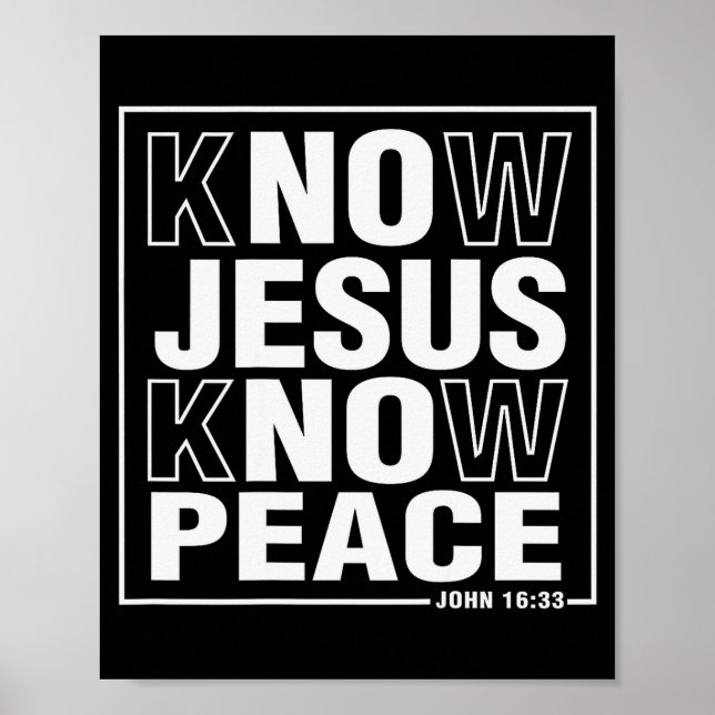 Know Jesus Know Peace John Bible Verse Christian F Poster (Front)