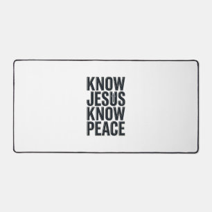 Know Jesus Know Peace Vintage Christian Typography Desk Mat