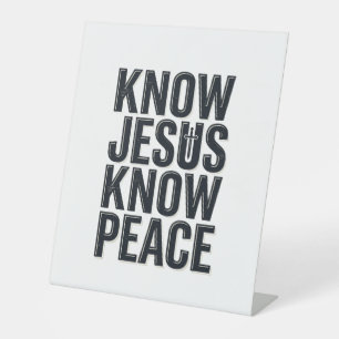 Know Jesus Know Peace Vintage Christian Typography Pedestal Sign