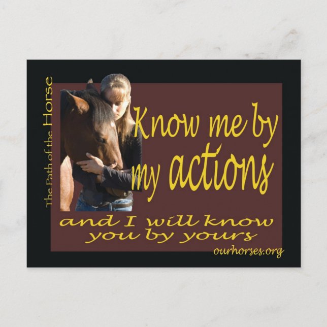 Know me by my actions postcard (Front)