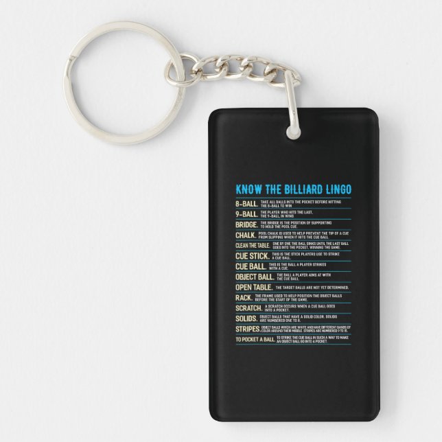 KNOW THE BILLIARD LINGO Pool Billiard 8 Ball Key Ring (Front)