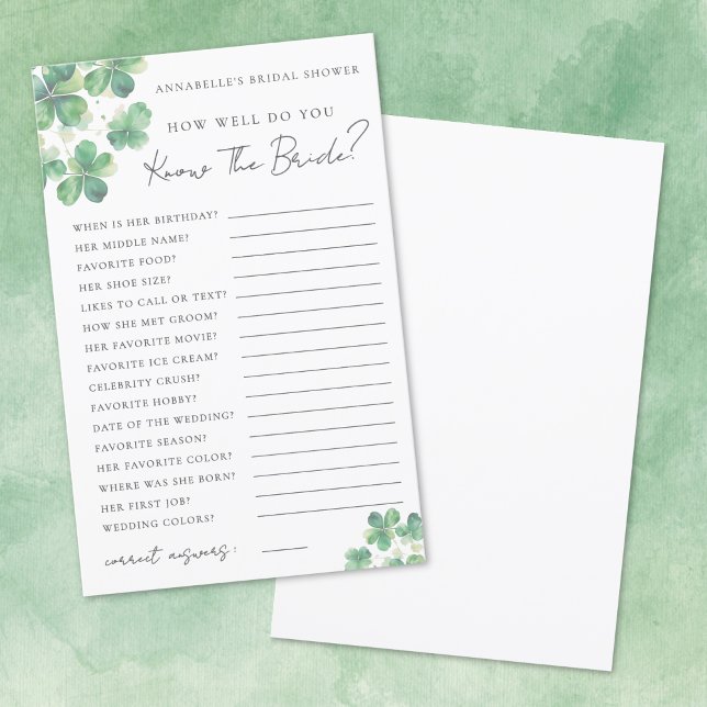 Know The Bride Shamrock Bridal Shower (Knows The Bride Shamrock Bridal Shower)