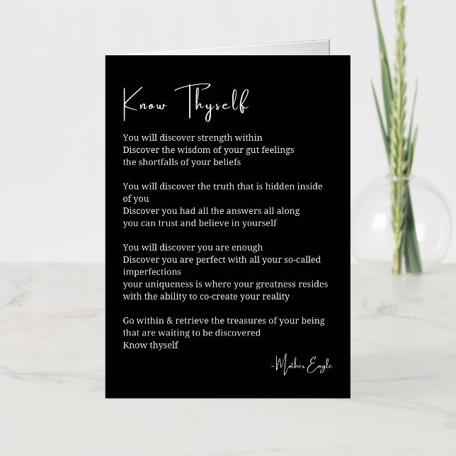 Know thyself inspirational poem poetry foil greeting card (Front)