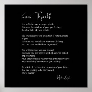 Know thyself inspirational poem poetry wall poster