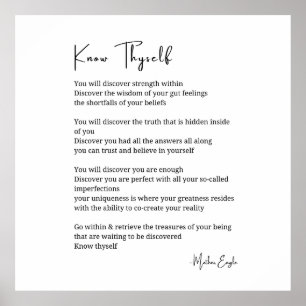 Know thyself inspirational poem poetry wall poster