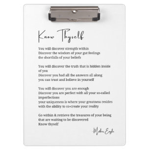 Know thyself inspirational poem poetry wall poster clipboard
