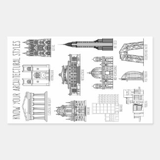 Know Your Architectural Styles Buildings Rectangular Sticker