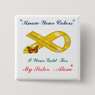 "Know Your Colours" Cancer Awareness Square/Black 15 Cm Square Badge
