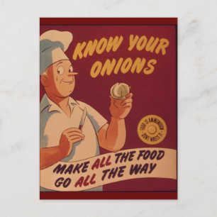 Know your onions postcard