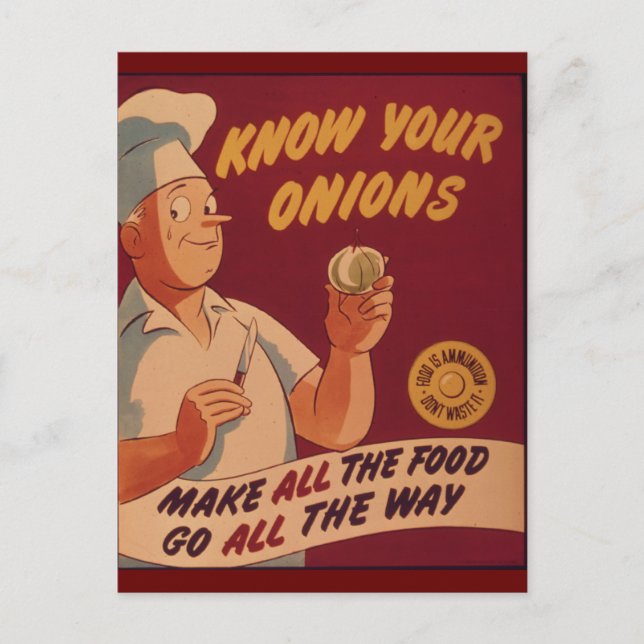 Know your onions postcard (Front)