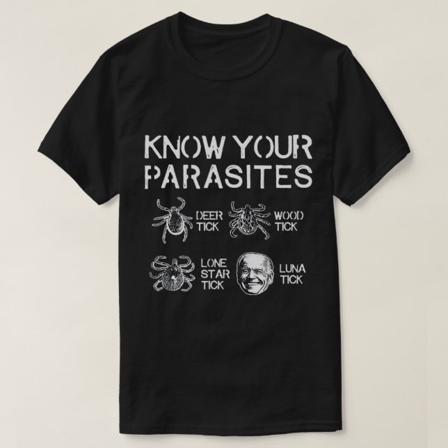 Know Your Parasites Anti Against Joe Biden Lunatic T-Shirt (Design Front)