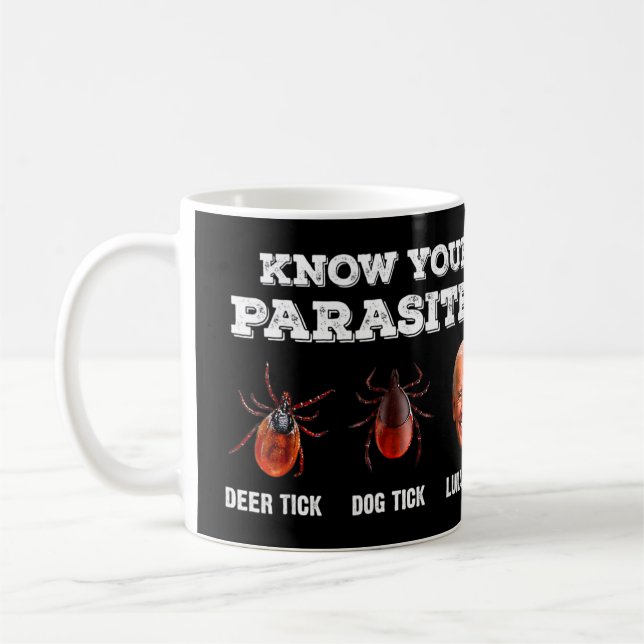 Know Your Parasites Anti Joe Biden Deer Tick, Dog  Coffee Mug (Left)